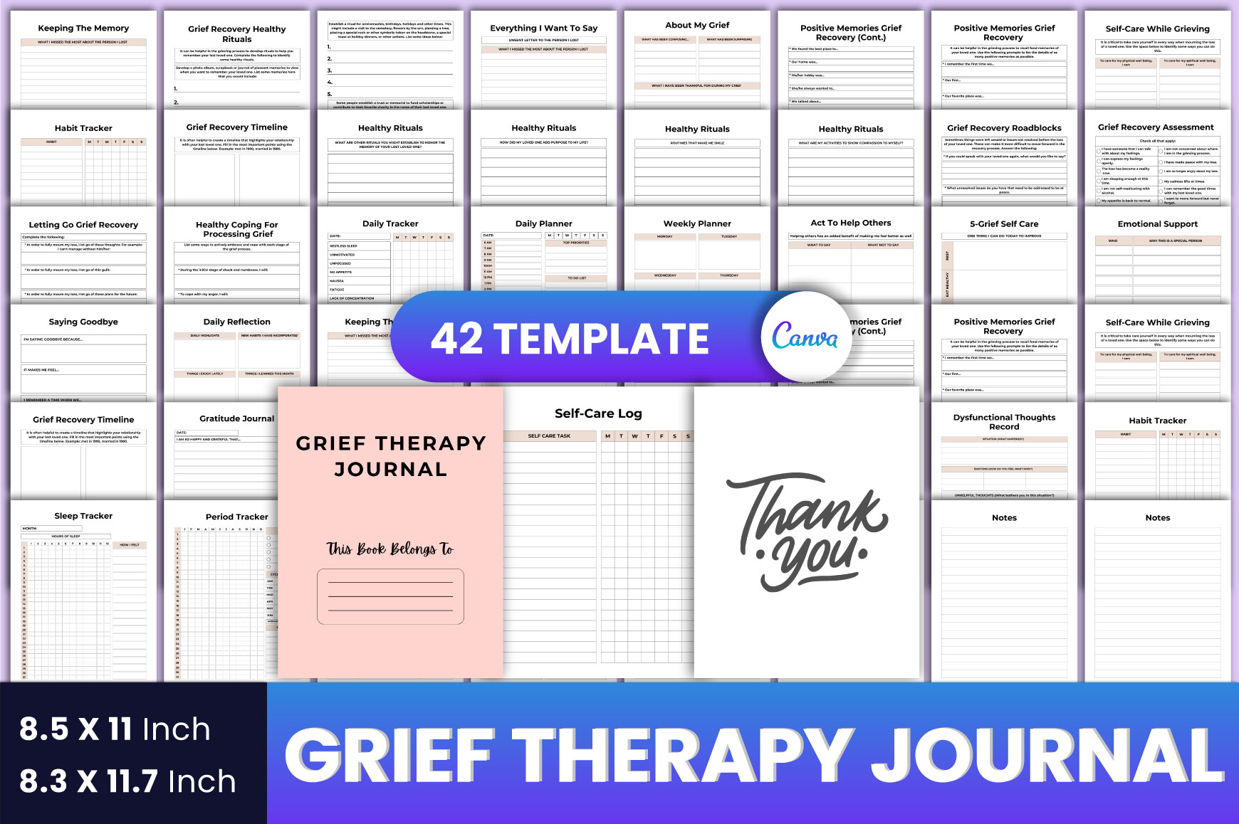 Grief Therapy Journal Canva Interior Graphic by munjixpro · Creative ...