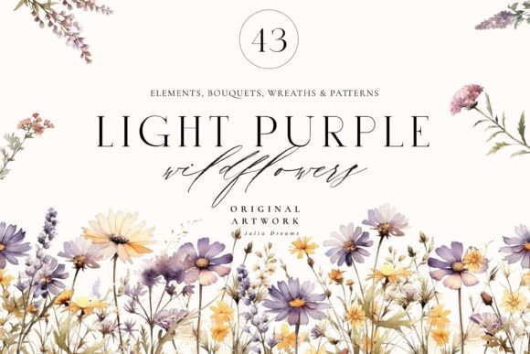 Light Purple Watercolor Wildflowers