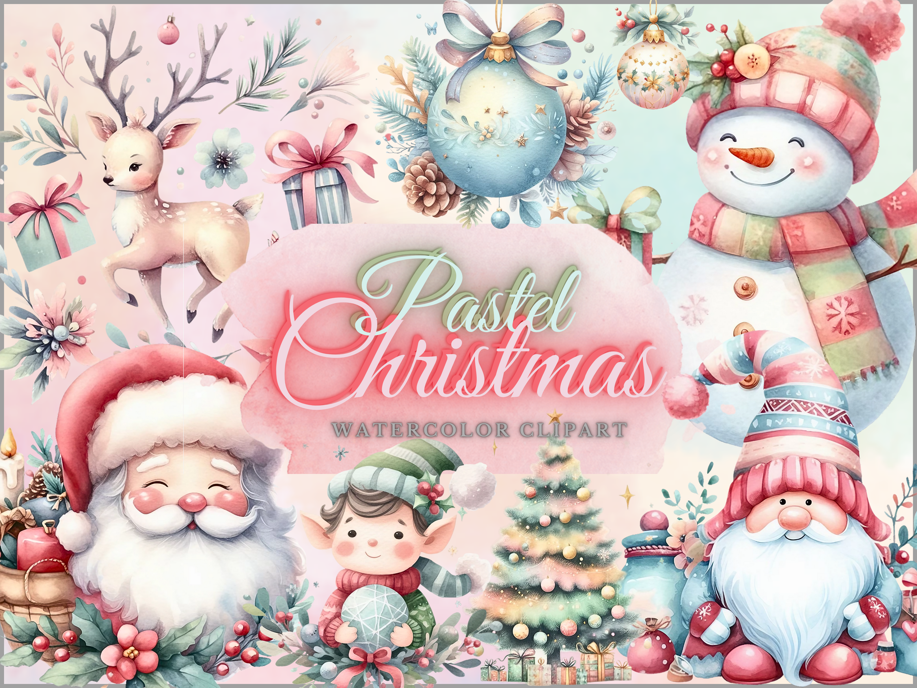 Pastel Christmas Clipart - Christmas PNG - photo 1