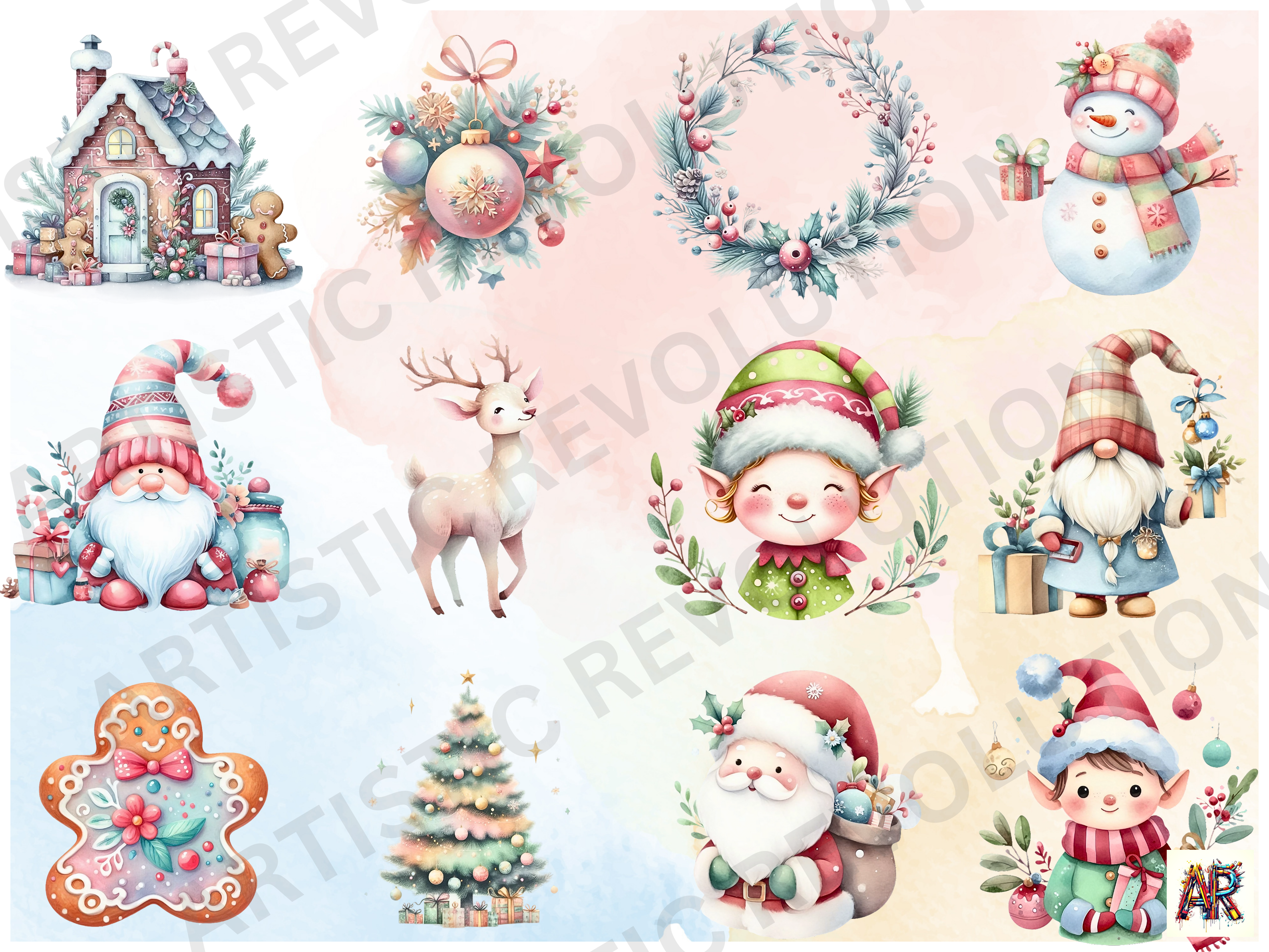 Pastel Christmas Clipart - Christmas PNG - photo 2