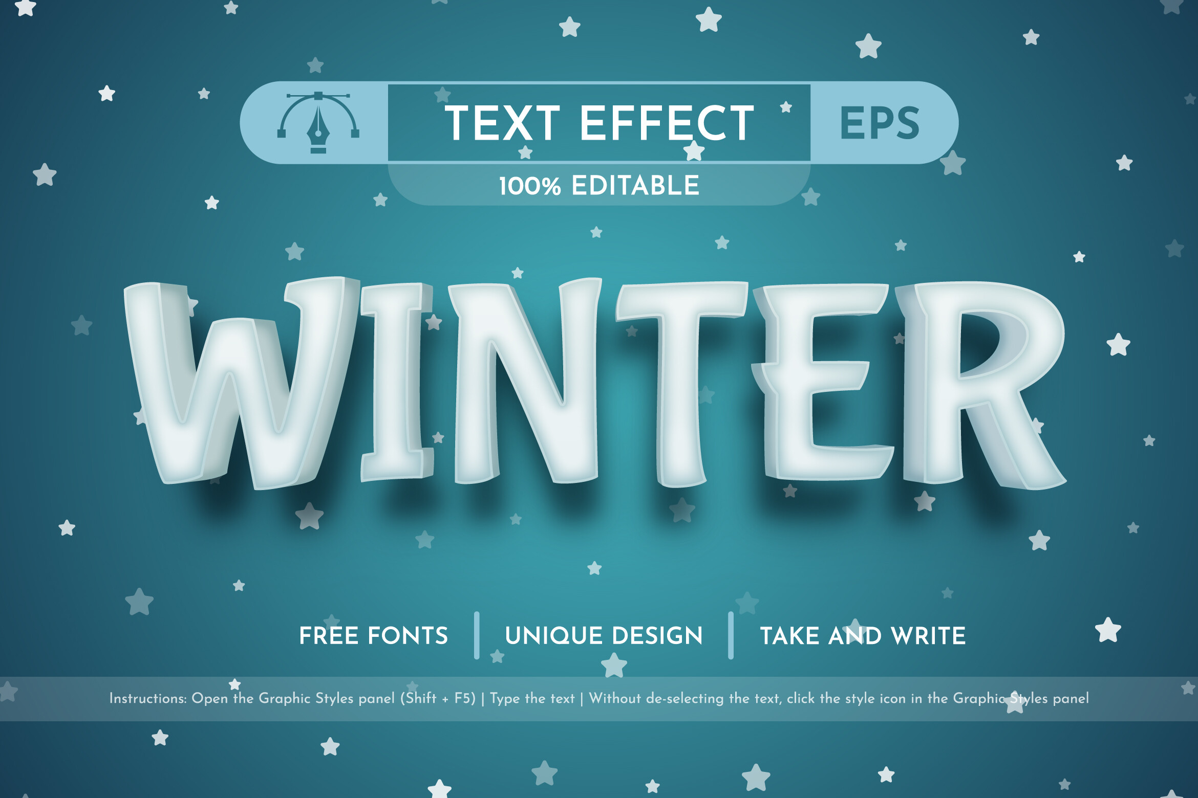 Winter Editable Text Effect, Font Style Graphic by rwgusev · Creative ...