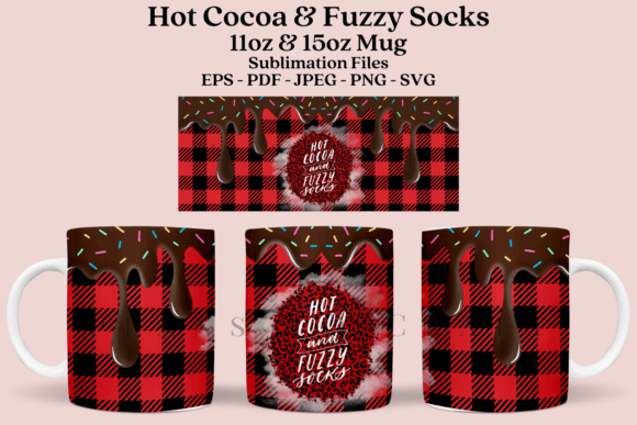 Hot Cocoa Fuzzy Socks Mug Wrap Svg Graphics