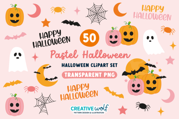 Pastel Halloween Clipart Graphic by Creative Wolf Design · Creative Fabrica