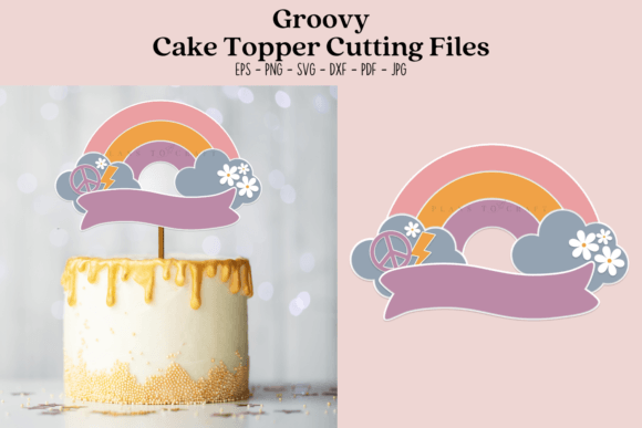 Pastel Rainbow Birthday Cake Topper SVG