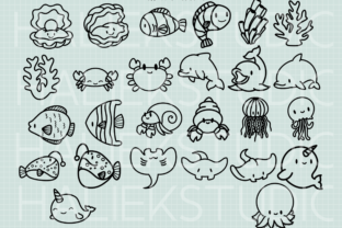 Sea Animals Procreate Stamp Brushes Graphic by HalieKStudio · Creative ...
