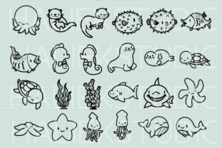 Sea Animals Procreate Stamp Brushes Graphic by HalieKStudio · Creative ...