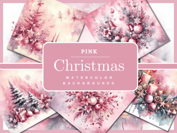 40 Pink Watercolor Christmas Backgrounds
