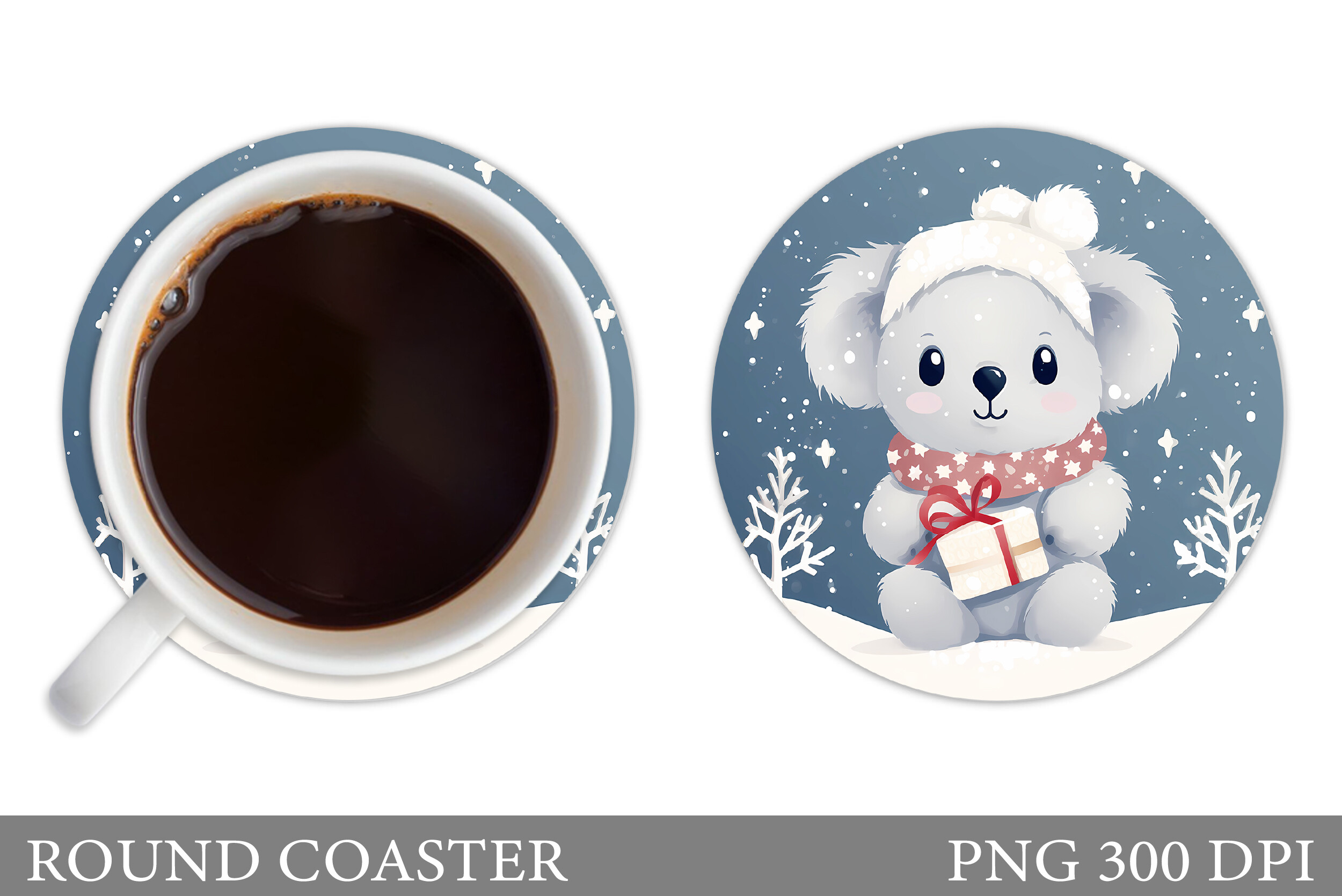 Cute Christmas Koala Coaster Design Graphic by shishkovaiv · Creative ...