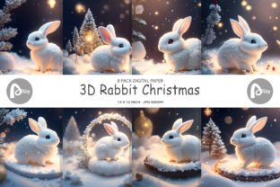 Digital Paper 3D Rabbit Christmas Graphic by Artnoy · Creative Fabrica