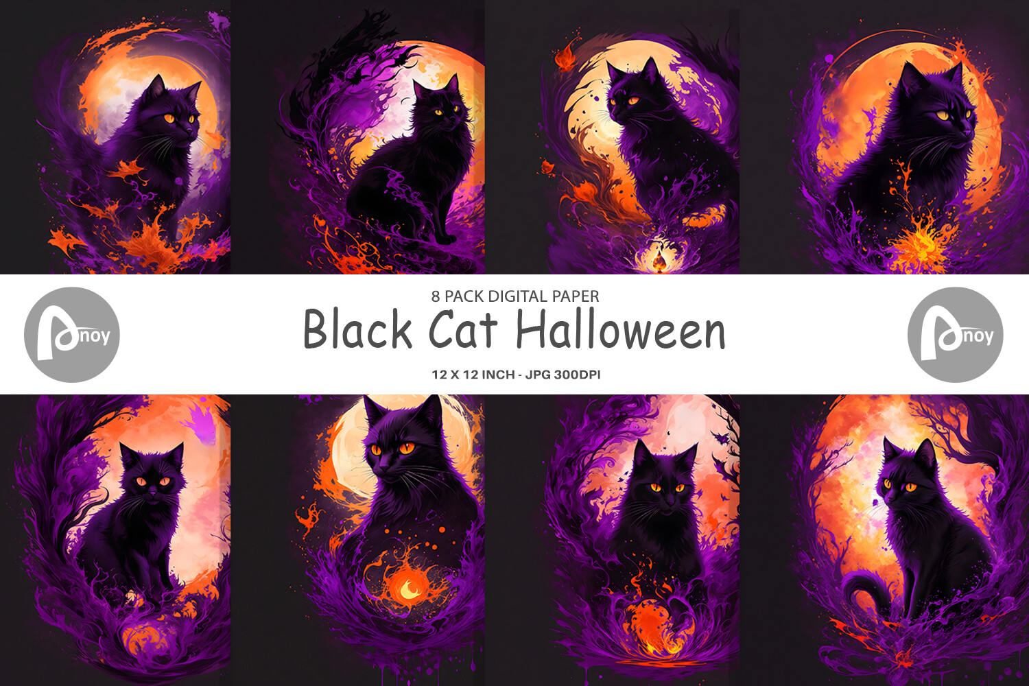 Digital Paper Black Cat Halloween Graphic by Artnoy · Creative Fabrica