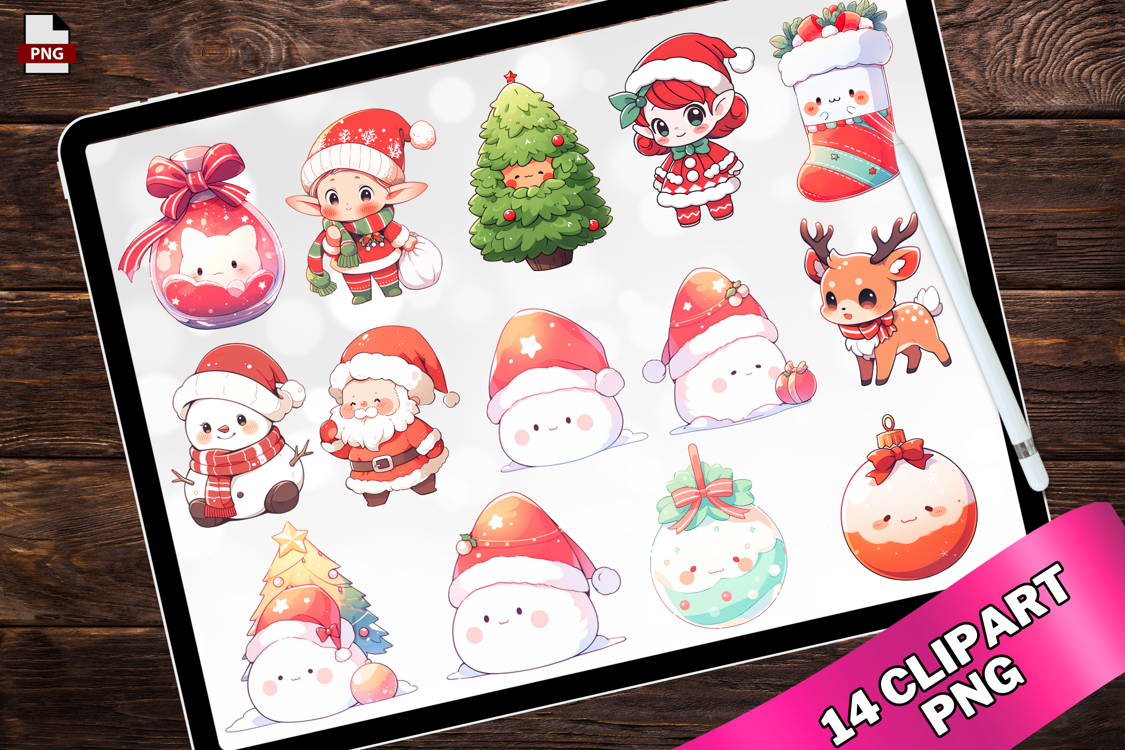 Kawaii Christmas Xmas Png Clipart Graphic by kraftcake · Creative Fabrica