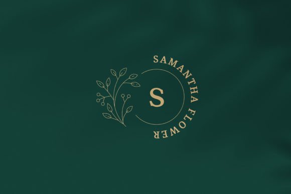 Monochrome Floral Circle Monogram Logo