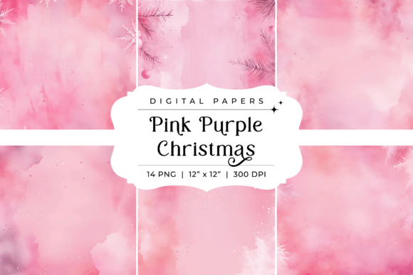 Pink Purple Christmas Watercolor Backgro