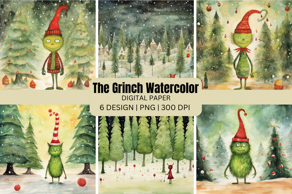 Watercolor Cute Monster Santa Background Graphic by GOOBOAT · Creative ...