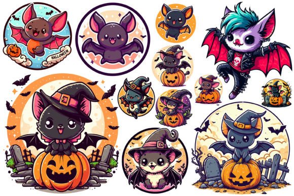 12 X Halloween Bat Bundle Graphic Illustrations By Art On Demand