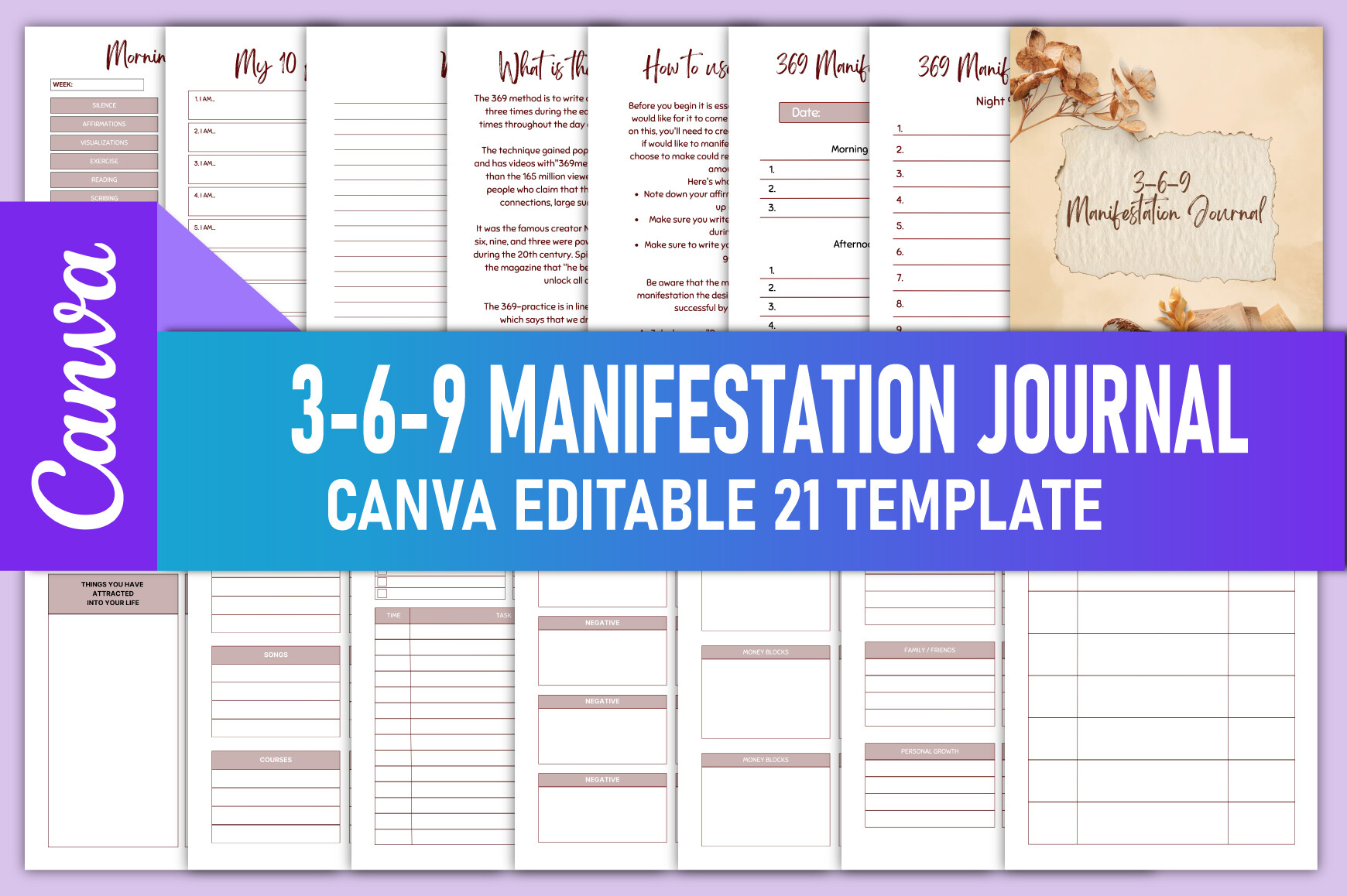 3-6-9 Manifestation Journal Canva KDP Graphic by rahimaartwork077 ...