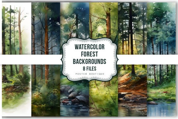 Beautiful Watercolor Forest Backgrounds Graphic Illustrations By Poster Boutique