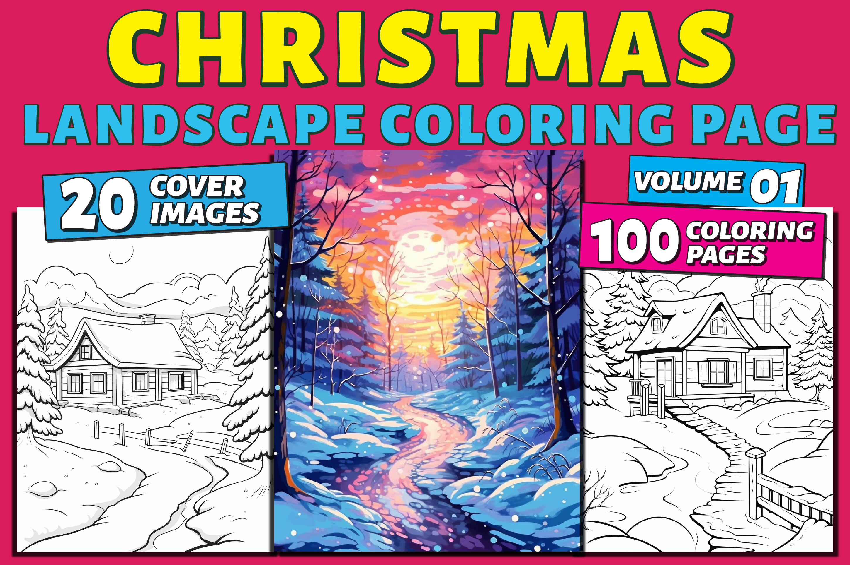 Christmas Landscape Adult Coloring Pages