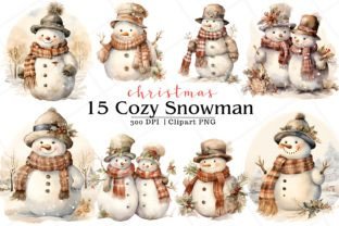 Cozy Snowman Watercolor Clipart Graphic by Rabbyx · Creative Fabrica