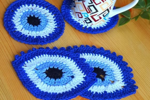 Crochet Pattern for Evileye Coasters