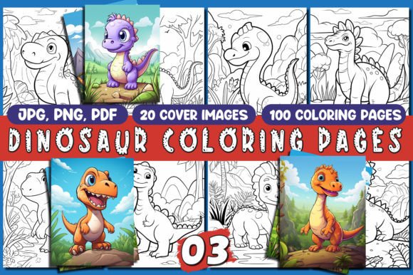 100 Dinosaur Coloring Pages for Kids Vol-03