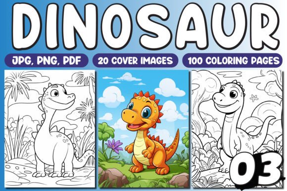 100 Dinosaur Coloring Pages for Kids Vol-03