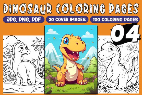 100 Dinosaur Coloring Pages for Kids Vol-04