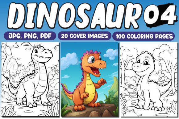 100 Dinosaur Coloring Pages for Kids Vol-04