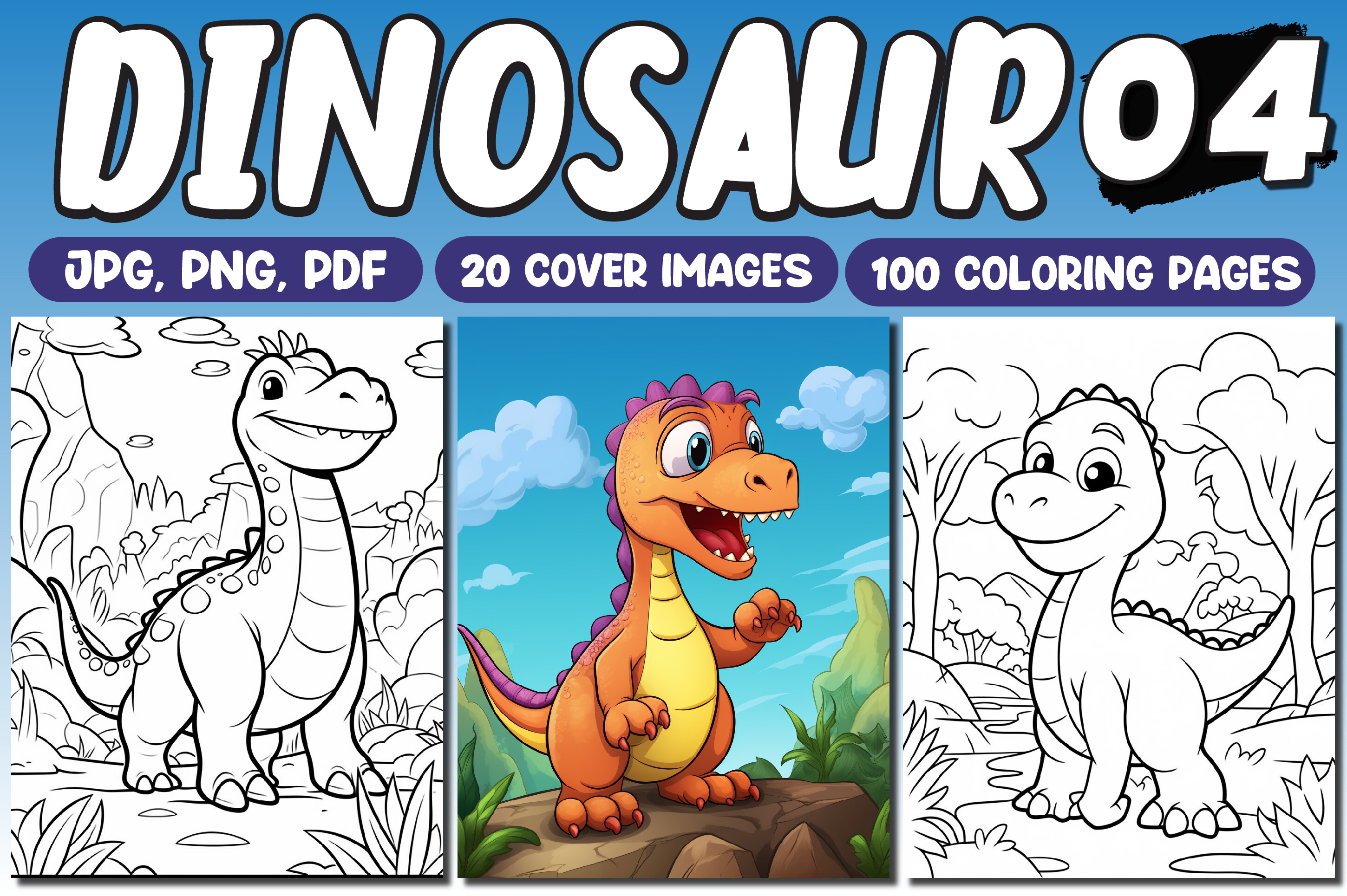 Dinosaur Coloring Pages for Kids Vol-04