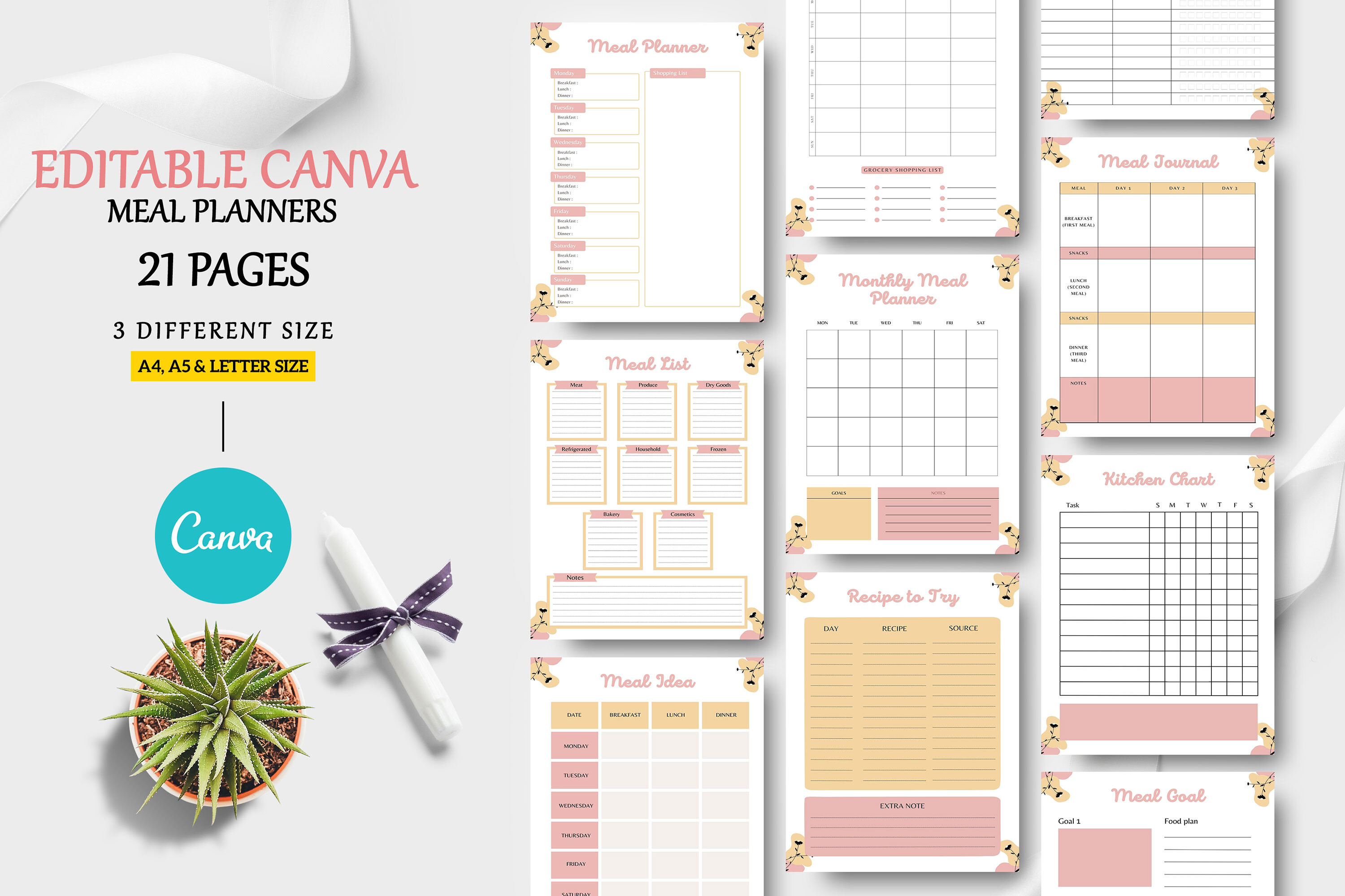 Editable Canva Meal Planner Templates