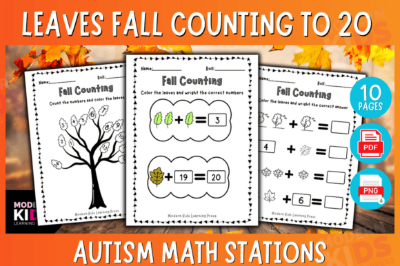 Leaves Fall Counting to 20- Autism Math
