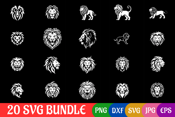 Lion Sleek & Elegant Black SVG Bundle Graphic AI Illustrations By Creative Oasis