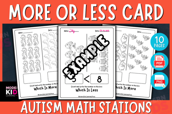 MORE or LESS Card- Autism Math Stations