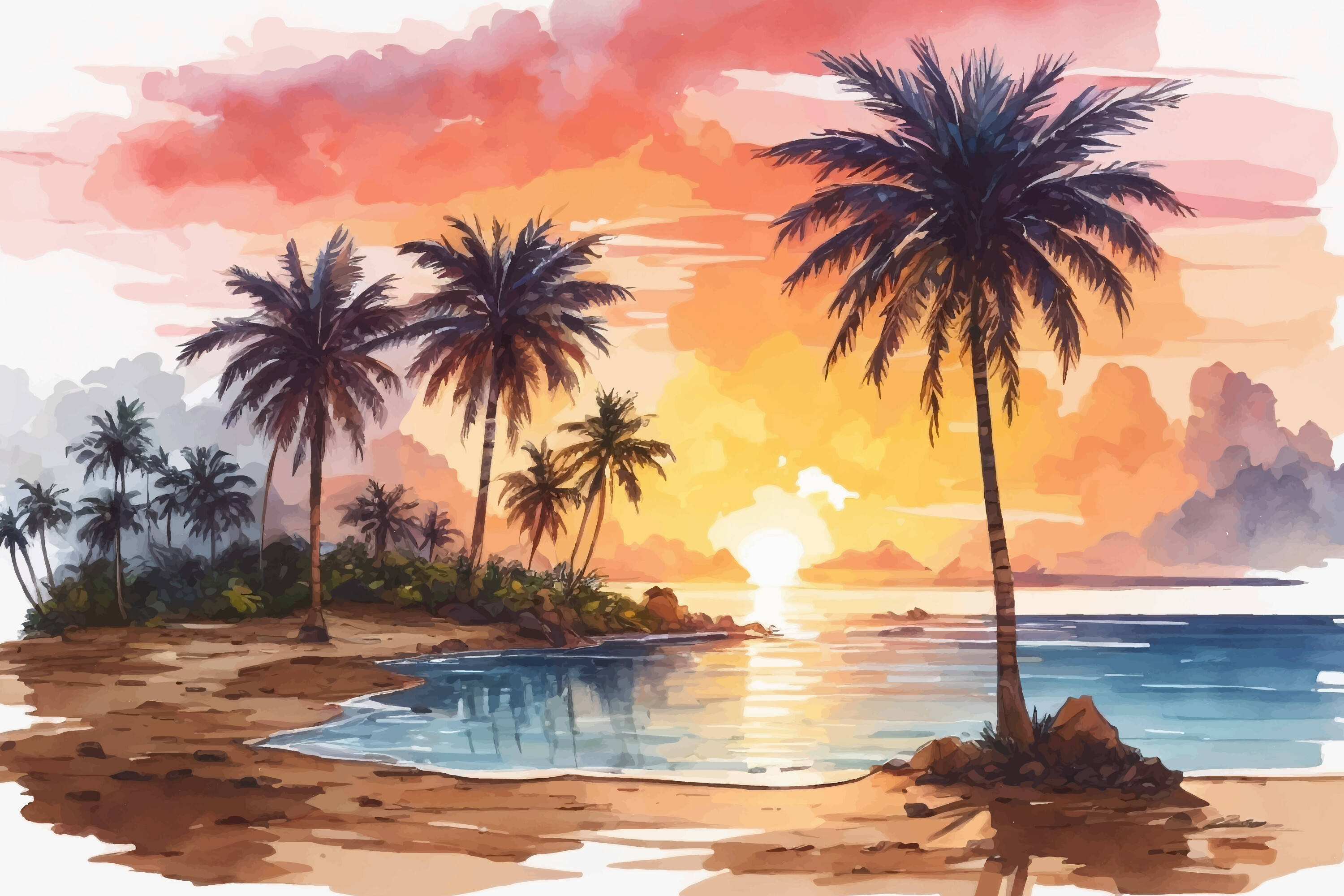 Palm Tree on the Sunset Graphic by Ariyan Store · Creative Fabrica