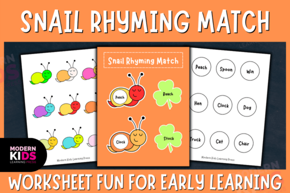 Snail Rhyming Match Worksheet