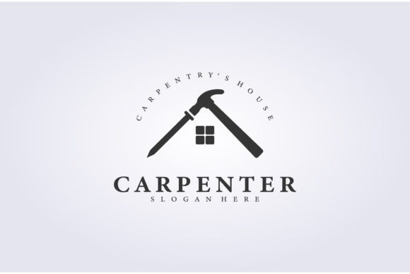 Carpenter House Logo Woodworker Vector