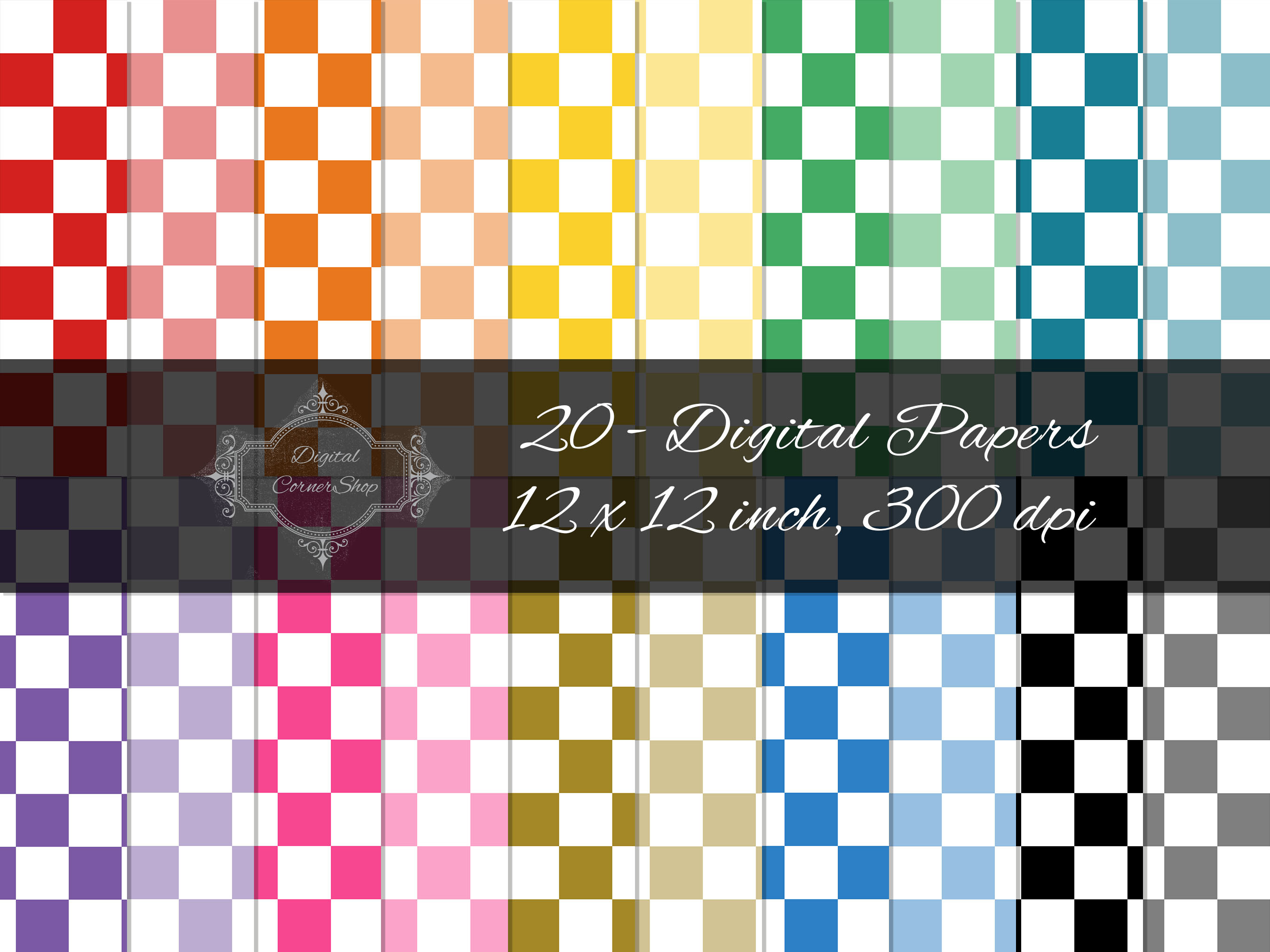 20 Checker Digital Paper Pack