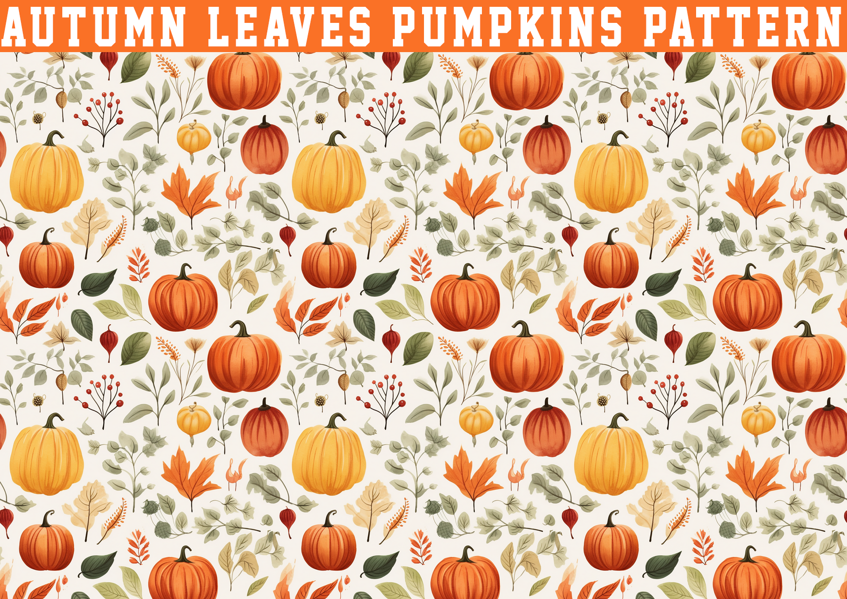 Autumn Leaves Pumpkin Seamless Graphic by seasonal · Creative Fabrica