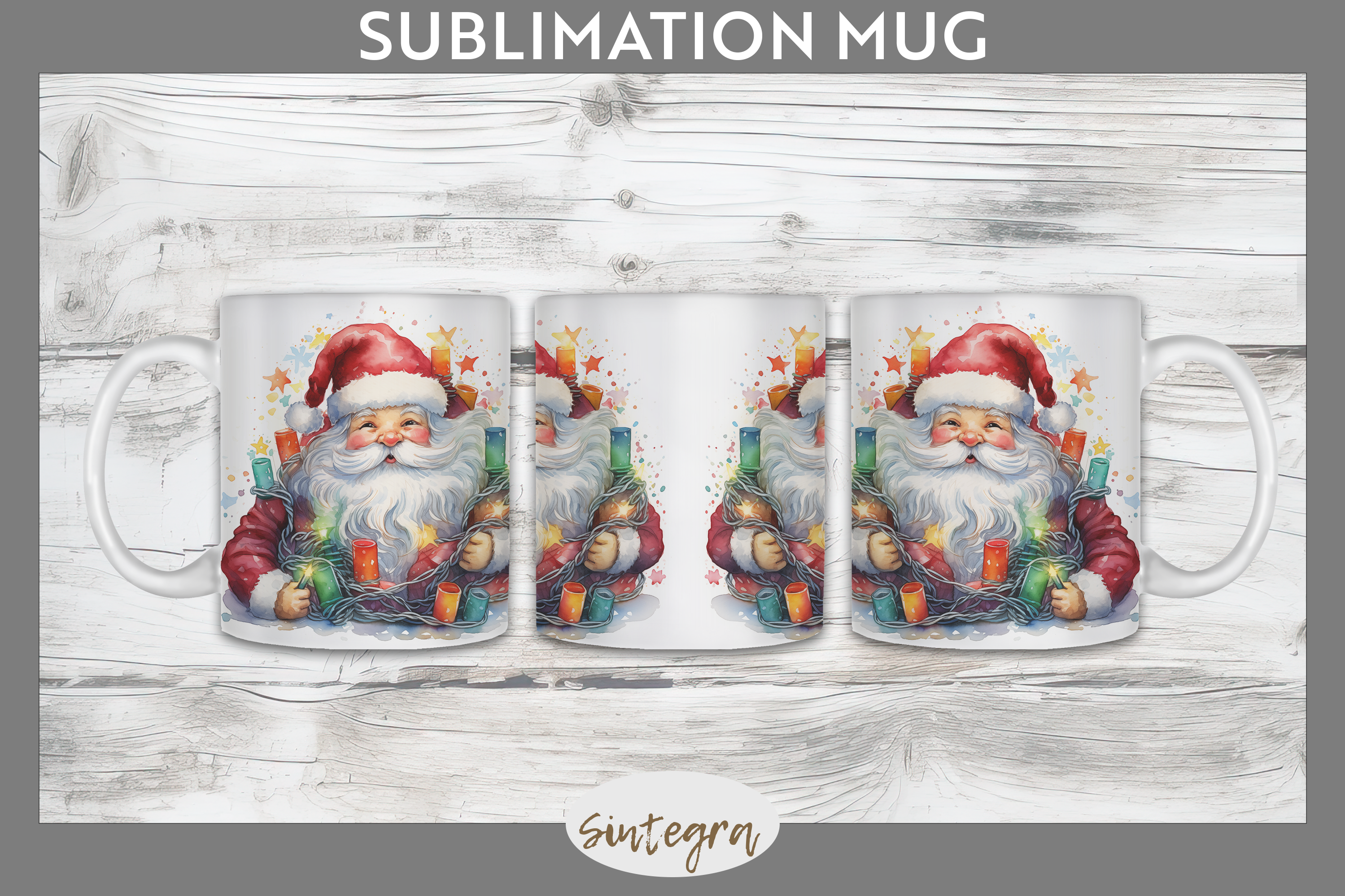 Christmas Santa Claus Entangled Mug Wrap Graphic by Sintegra · Creative ...