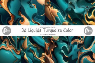 DIgital Paper 3D Liquid Turquoise Color Graphic by Artnoy · Creative ...