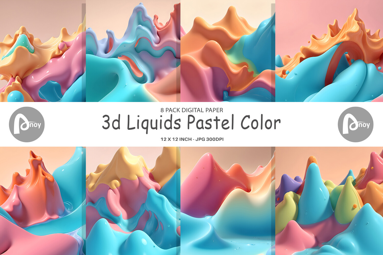 DIgital Paper 3d Liquids Pastel Color Graphic by Artnoy · Creative Fabrica
