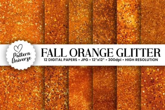 Fall Orange Glitter Seamless Backgrounds
