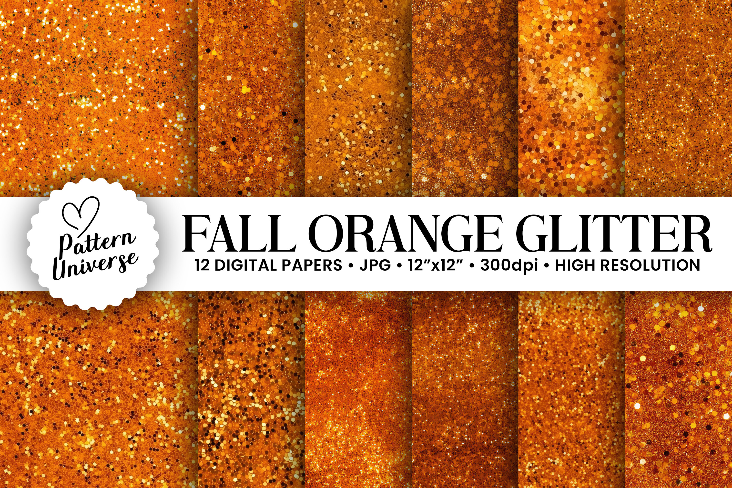 Fall Orange Glitter Seamless Backgrounds