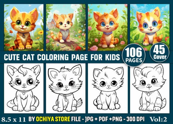 106+ Cute Cat Coloring Pages for Kids