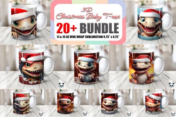 Baby Trex Christmas 3d Mug Wrap Bundle Graphics