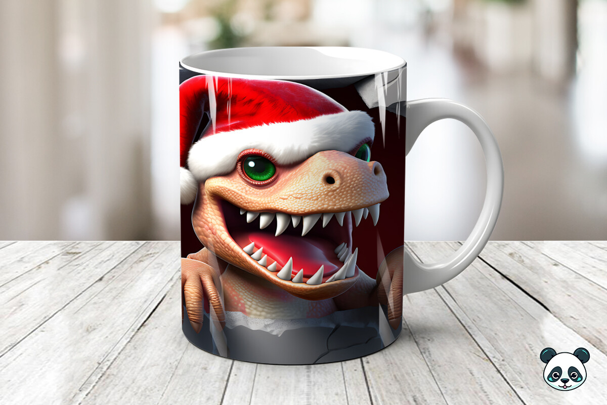 Baby T-Rex Christmas 3D Mug Wrap Graphic by Pandastic · Creative Fabrica
