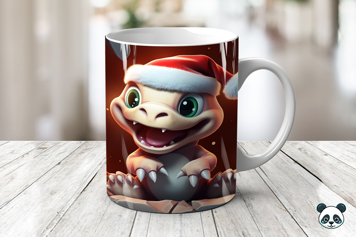 Baby T-Rex Christmas 3D Mug Wrap Graphic by Pandastic · Creative Fabrica