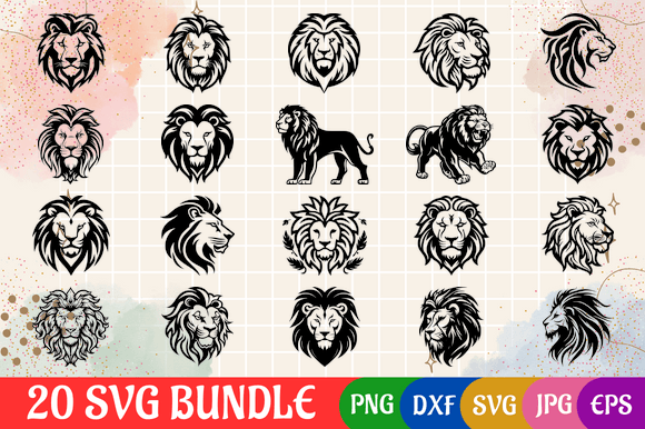 Lion Black SVG Bundle: Cricut Ready Graphic AI Illustrations By Creative Oasis