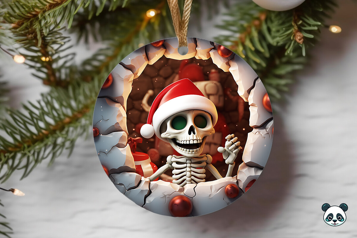 Skeleton 3D Christmas Ornament Graphic by Pandastic · Creative Fabrica