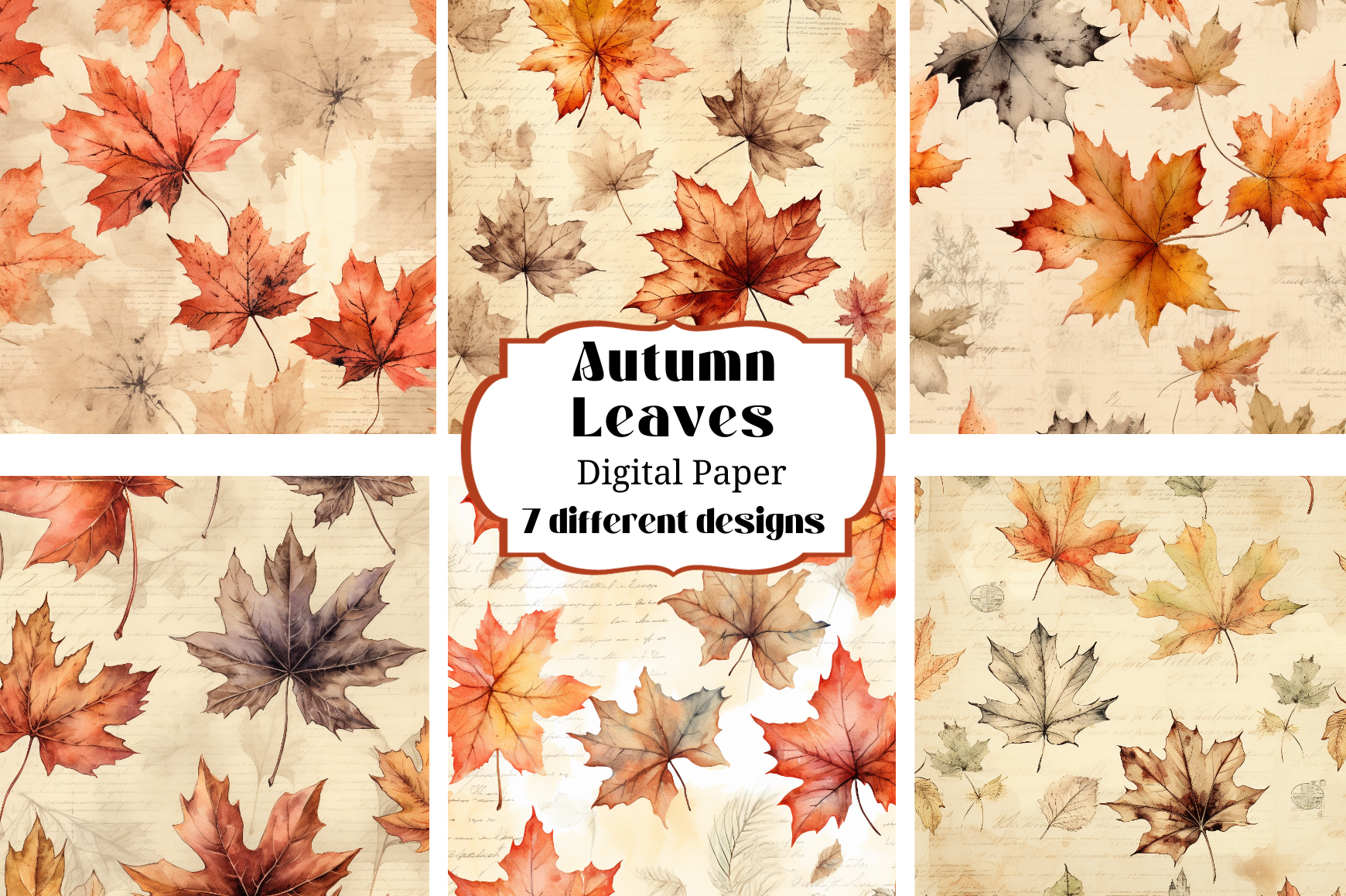 Autumn Leaves Digital Paper Backgrounds Graphic by Laura Beth Love ...